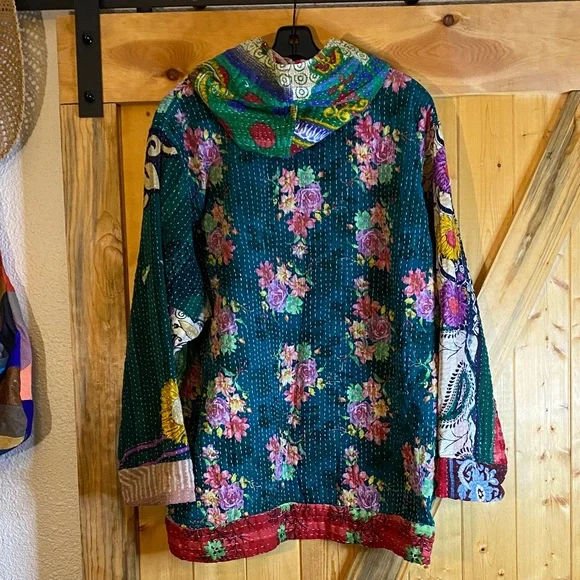 EARTHBOUND Colorful Floral Patchwork Hoodie - Picture 6 of 7